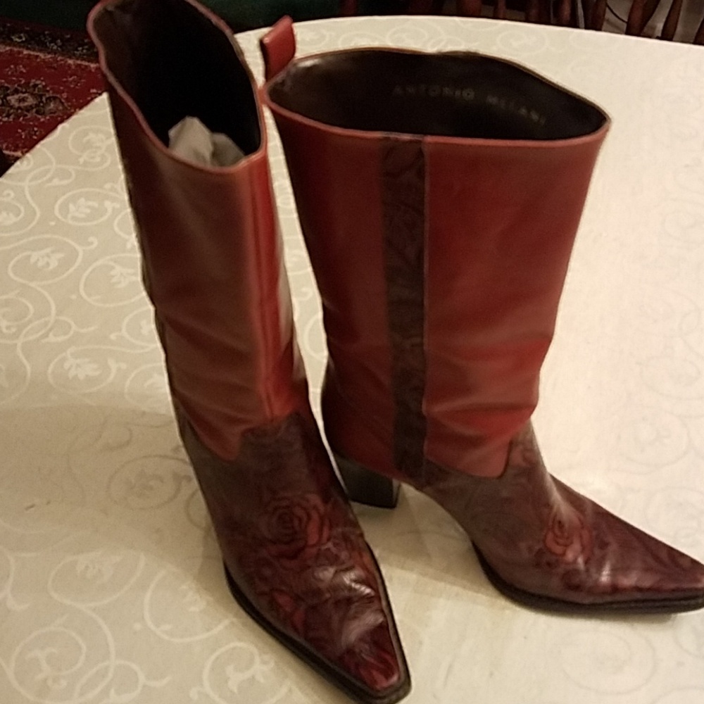 Antonio Melani ItalianLeather Western Boots Sz 8.5